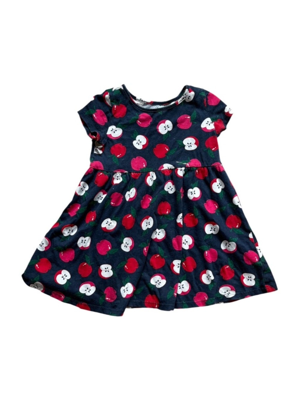 The Children’s Place Girls 3T Navy Apple Print Cotton Dress